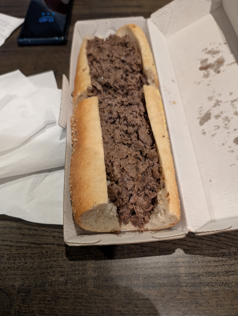 Here is a photo of cheese steak