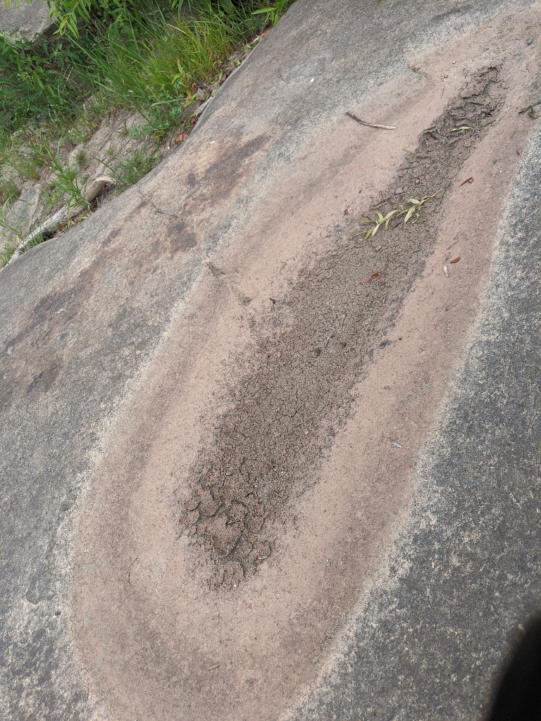 Here is a picture showing a large indentation in rock from erosion.