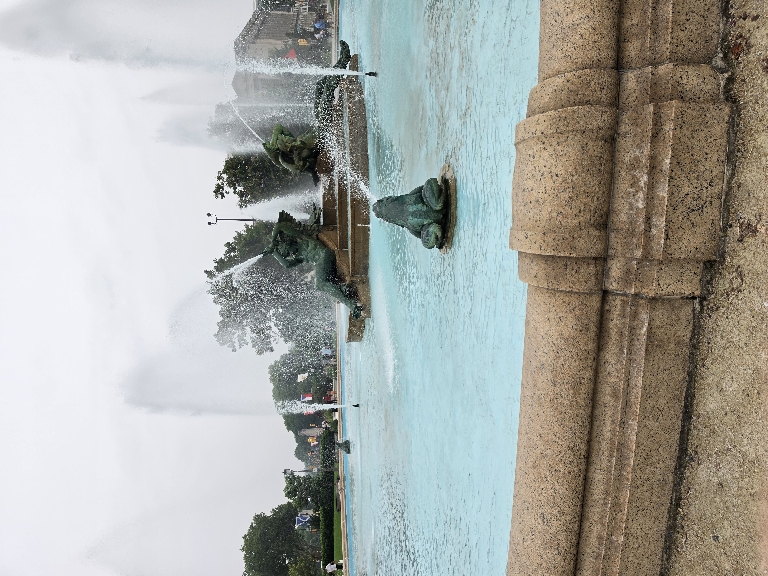Here is a wider view of the fountain at Logan Park.