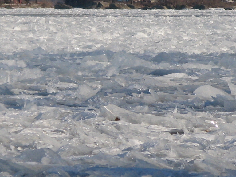 Here's another picture showing the rough ice on top of the river.