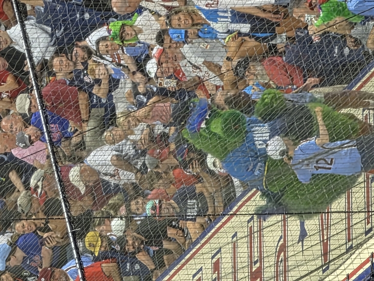 Here is a picture of Phanatic on the Phillies dugout. It's not a Phillies game without a picture of him..