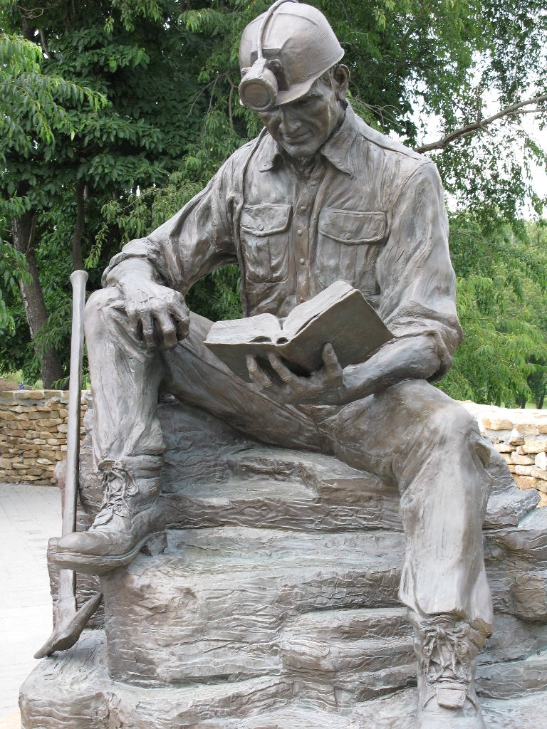 This is a picture of the statue of coal miner at the site of the Quecreek Mine rescue.