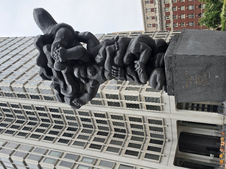 This is a picture of a sculpture. The plague says