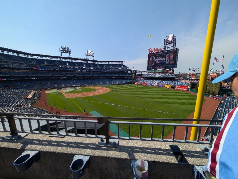Here is a photo citizens bank park on a mostly clear opening day.