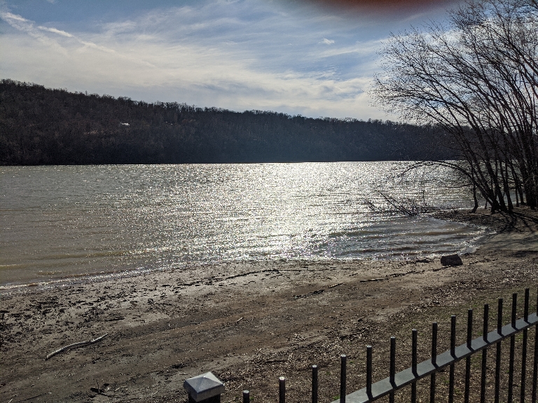 This photo has the sun reflecting on the Susquehanna River