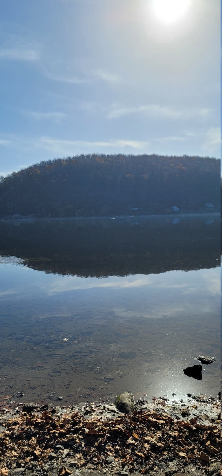 This is the the Susquehanna river. It's flowing slowly enough and the wind is calm enough that it's virtually flat.