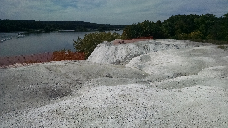 This is a picture of the white cliffs of Conoy. It is bright white limestone from an old quarry. it almost appears to be snow.